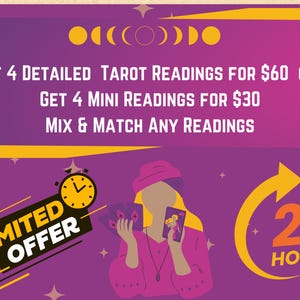 4 Detailed Tarot Readings | Mix and Match | Buy 3 Get 1 Free | Same Day Psychic Reading Love | Love Tarot |  Career |  General Tarot