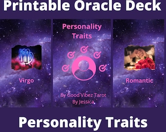 Printable Personality Traits Oracle Deck, Astrology Tarot Cards (Digital Download)