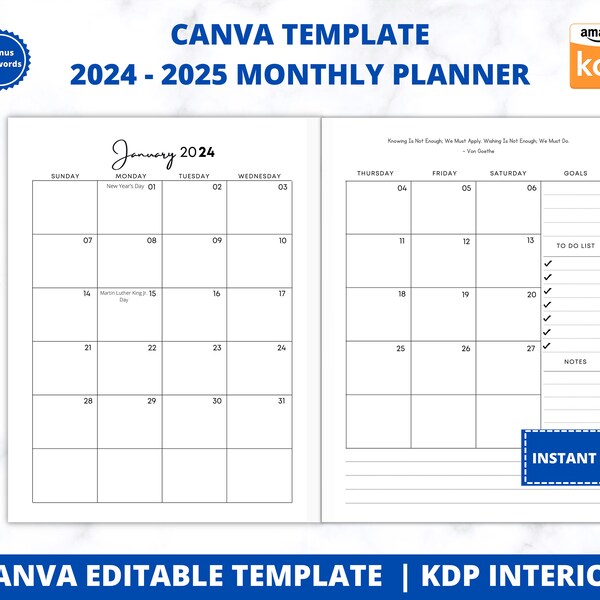 Canva 2024 Agenda Etsy UK