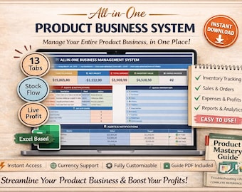 Small Business Spreadsheet Excel | Inventory Sales Tracker Google Sheets | Bookkeeping Template | Business Management System