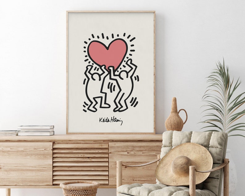 Keith Haring Love Print Pop Art Poster Modern Artwork Etsy