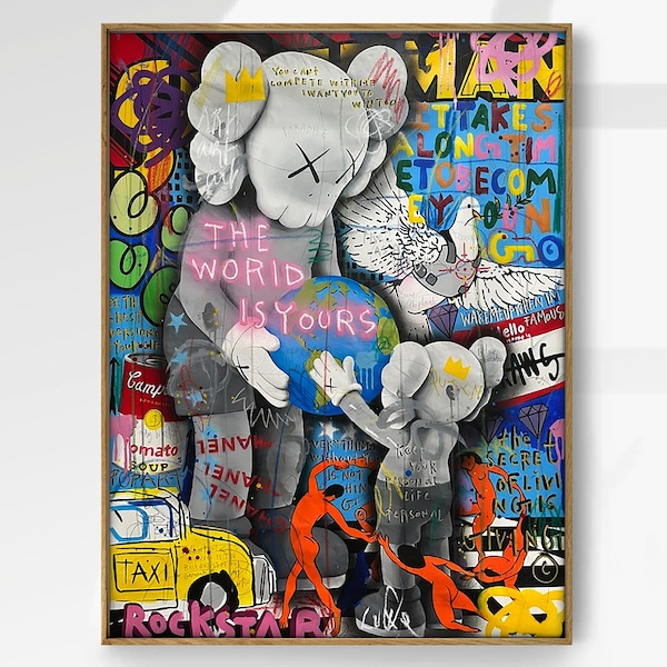 Cartel de Kaws, Impresión de figuras de Kaws, Arte de pared de Kaws, Arte Hypebeast, Decoración de pared Hypebeast, Arte moderno, Arte pop, Arte de pared de habitación, Póster de gran tamaño