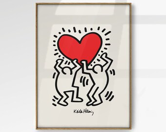 Impression Keith Haring Love, oeuvre d'art moderne, pop art, impression d'exposition, oeuvre d'art d'un artiste célèbre, art abstrait, décoration d'intérieur, idée cadeau, poster oversize