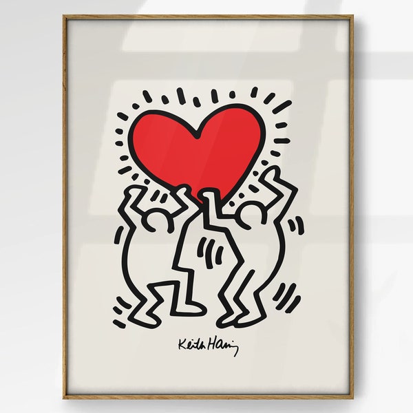 Keith Haring Love Print, Moderne Kunst, Pop Art, Ausstellungsdruck, Abstrakte Kunst, Home Decor, Geschenkidee, Oversize Poster