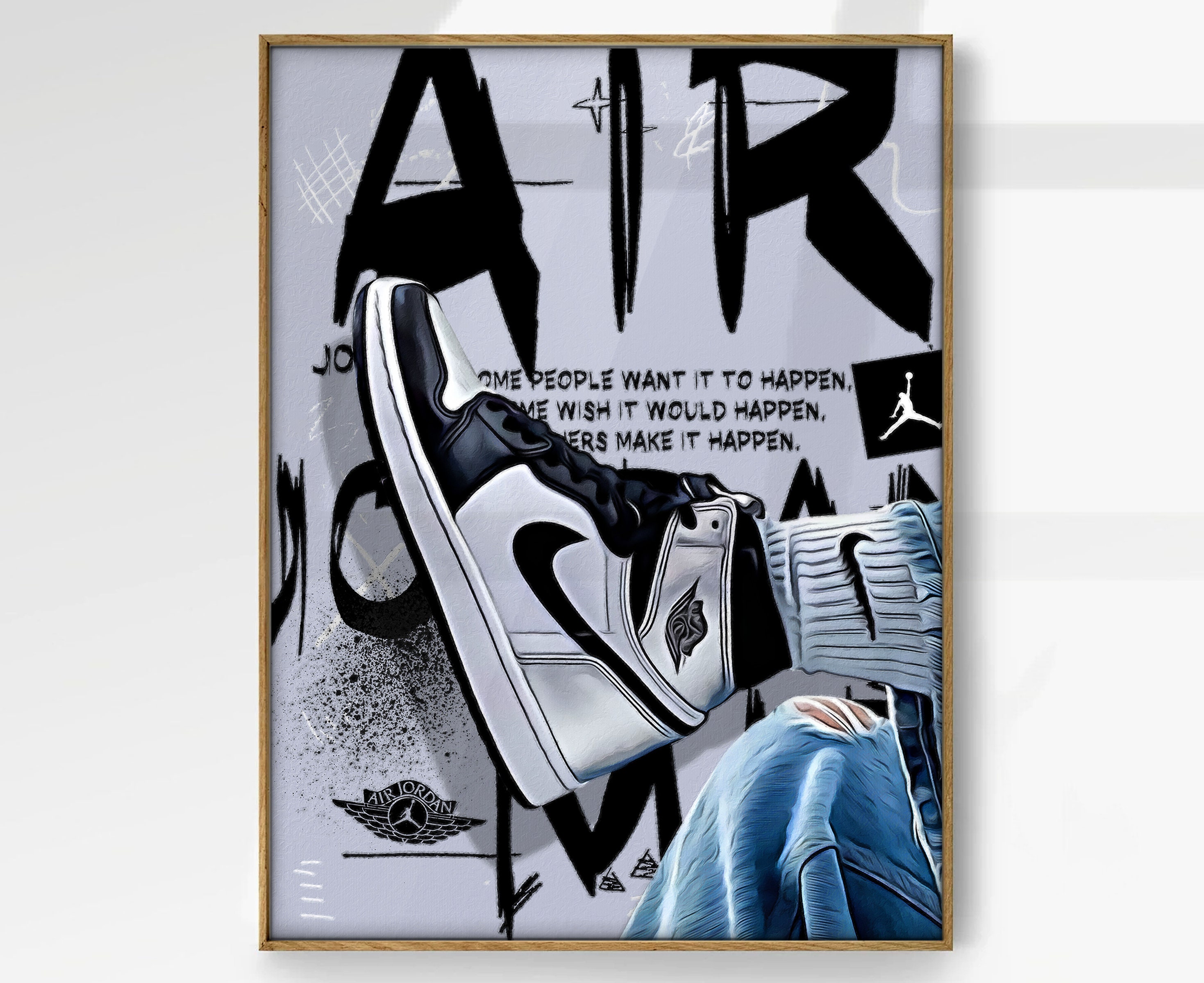 Retro Air Jordan 5 x Supreme Custom Kicks Sneaker Poster Art