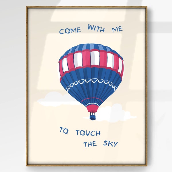 Air Balloon Poster, Summer Poster, Motivational Quotes Poster, Air balloon Illustration, Modern Wall Art, Abstract Poster, Gift Idea