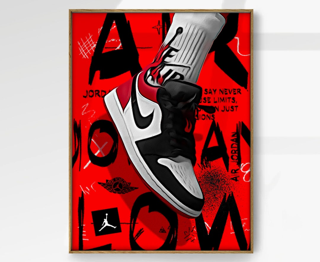 Air Jordan Poster Nike Print Travis Scott Wall Art Sneaker Etsy