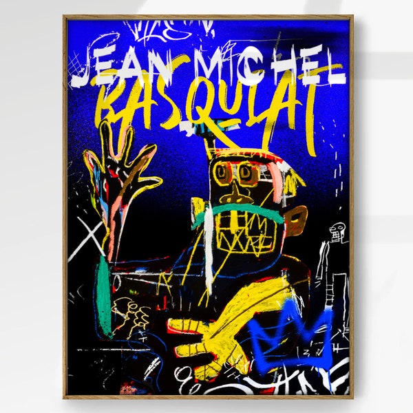 Basquiat Abstraktes Ausstellungskunstplakat, Jean Michel Basquiat Wandkunstdruck, berühmte Kunst, bunte Kunst, Wohnzimmerdekor, moderne Pop Art