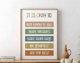 Mental Health Poster: Inspirational Typography, Boho Office Decor (Digital Download)