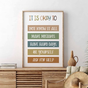 Poster Il n'y a pas de mal à ne pas être d'accord, décoration de bureau inspirante, décoration bohème motivante pour la salle de classe, affirmation positive, typographie, santé mentale