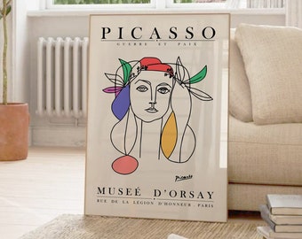 Picasso One Line Art Print: tentoonstellingsposter (digitale download)
