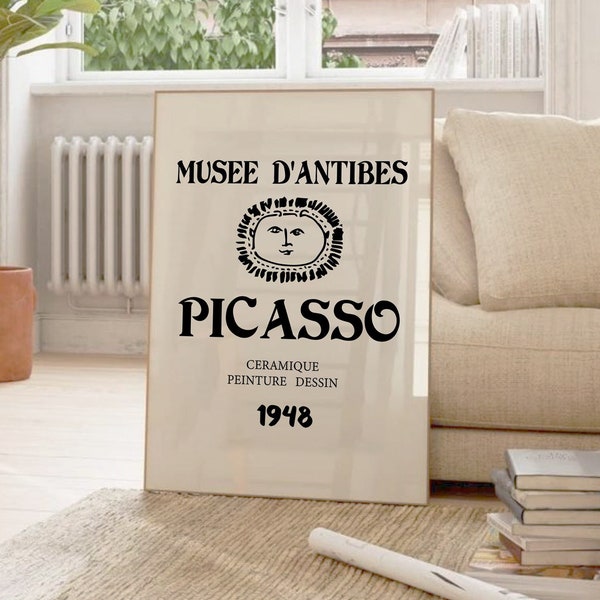 Picasso Exhibition Poster, Picasso Sketch, Picasso Wall Art, One Line Art, Picasso Picture Contemporary Art, Musee Antibes Dessin 1948