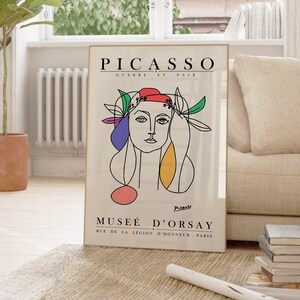 Dessin en un trait Picasso, impression Picasso, affiche Picasso, impression d'art Picasso, affiche de l'exposition, dessin en un trait, croquis de Picasso, oeuvre d'art à imprimer