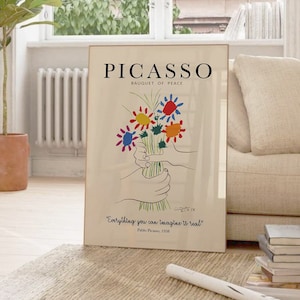 Picasso Print, Picasso Poster, Pablo Picasso Bouquet of Peace, Picasso Art Print, Picasso Sketch, Picasso Exhibition Poster, One Line Art