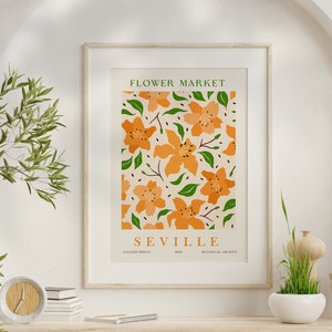 Flower Market Seville, Flower Market, Botanical Prints, Floral Artwork Poster, Flower Wall Decor, Flower Printable, Flower Market Print