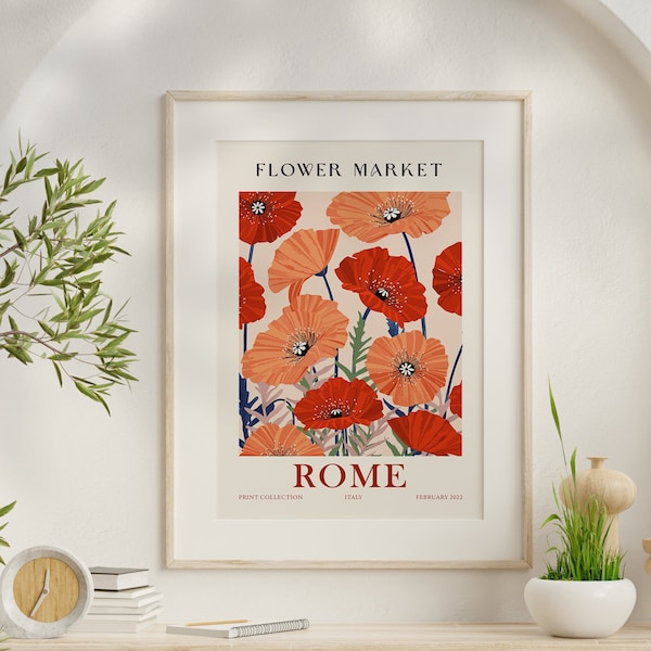 Rome Flower Market Art Print, Flower Market Poster, Flower Shop Sign, Matisse Flower Artwork, Floral Art Print, Abstract Flower Wall Art