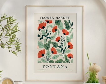 Póster del Mercado de Flores de Fontana: Arte floral de pared de moda (Descarga digital)