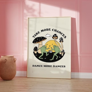 Take Chances Retro Quote Wall Print, Quote Wall Art, Digital Print Download, Digital Download Wall Print,Retro Wall Decor,Printable Wall Art