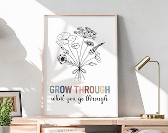 Growth Mindset Floral Poster: Counselor Office Decor (Digital Download)