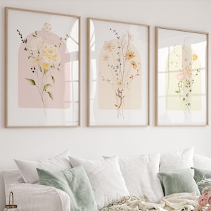 Watercolor Wildflower Prints Set: Boho Gallery Wall Art (Digital Download)