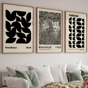 Bauhaus Exhibition Poster Set Of 3, Mid Century Modern, Minimalist Print, Geometric Art, Pop Culture Print, Bauhaus Wall Decor, Trendy Print