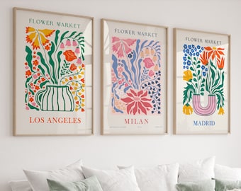 Flower Market Print Set: Trendy Floral Gallery Wall Art (Digital Download)
