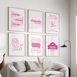 Kolumbien Universität Poster: Rosa Wandkunst im Studentenwohnheim (Digitaler Download)