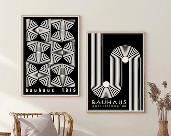 Bauhaus Exhibition Poster Set: Minimalist Retro Art (Digital Download)