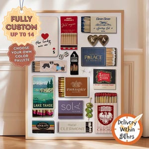 ARTISANAT D'ALLUMETTES PERSONNALISÉ | Boîte d'allumettes numérique personnalisée | Grande impression d'allumettes | Poster mural rétro personnalisé | Cadeau d'anniversaire unique
