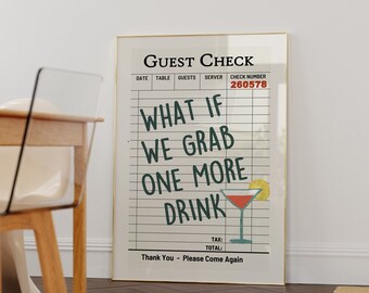 Gästecheck Print: Retro Bar Wandbild (Digitaler Download)