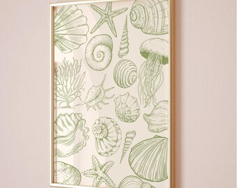 Seashell Art Print: Trendy Coastal Wall Decor (Digital Printable)