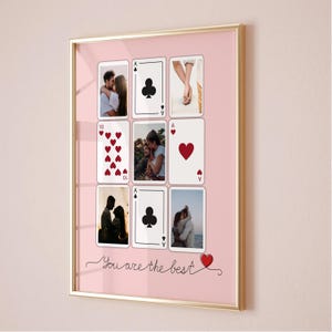 Cadeau personnalisé Saint-Valentin pour elle Cadeau personnalisé Cartes à jouer personnalisées Collage de photos Art mural numérique Cadeau unique pour couple Cadeau romantique