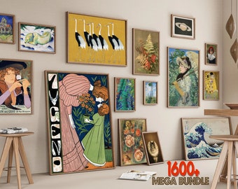 Plus de 1600 impressions d'art vintage imprimables pour la décoration intérieure - Ensemble galerie éclectique - MEGA BUNDLE + 1600 impressions d'art - Décoration murale éclectique