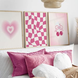 Pink Blau Wand Kunst Drucke: Trendy Preppy Dekor (Digitaldrucke)