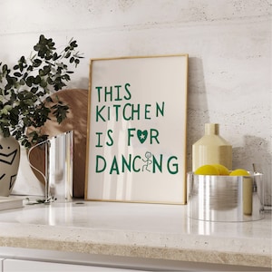 Green Kitchen Dance Art Print: Minimalist Home Decor (Digital Download)