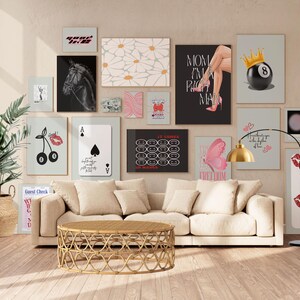 Trendy Retro Wand Kunst Set von 20, Preppy funky Plakat, Kokette Raumdekor, Girly Wohnung Poster, Neutrale Wandkunst Ästhetisches Raumdekor