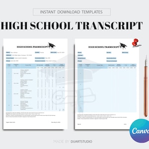 Szablon transkryptu szkoły średniej, Kreator transkryptów, Arkusz ocen, Szablon karty ocen transkryptu szkoły, Mama ucząca w domu, Pobierz PDF