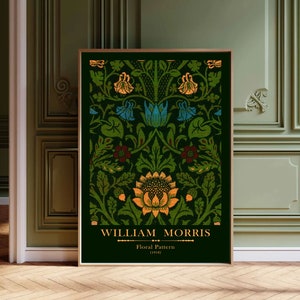William Morris Print, William Morris Exhibition Print, William Morris Poster, Vintage Wall Art, Textiles Art, Vintage Poster Dark Art