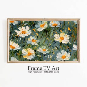 Abstract Floral Painting for Frame TV: Textured Wildflower Art (Digital Download)