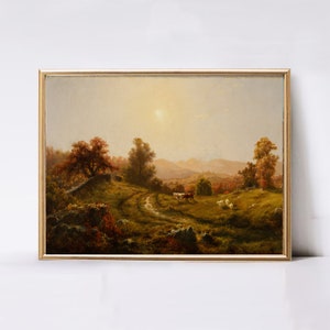Vintage Landschaft Kunstdruck Herbst Landschaft Gemälde (Digitaler Download)