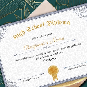 Home School Diploma, High School Diploma, Custom Diploma, Gift for Graduation, Instant Download, Diploma Download, Diploma Certificate