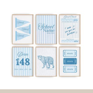 Custom College Wall Art 6er Set: Personalisierte Schulposter (Digitaler Download