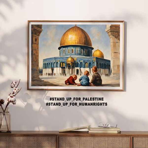 Injured Babies Are Playing | Masjid al-Aqsa Painting | Palestinian Intifada Resistance, Dome of the Rock Islamic Wall Art