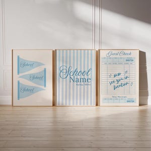 Individuell gestaltete College Wand Kunst Druck Set: Personalisierte Schule (Digitaler Download