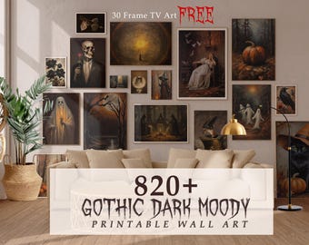 Dark Academia Decor, Mega Bundle-Set von 700+ Drucken, Moody Dark druckbare Galerie Wandkunst Set, Cottagecore Gemälde, mysteriöser Wanddruck