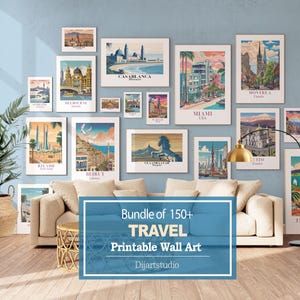 MEGA PACK OF 150 Travel Posters, World Travel Prints, Digital Art,Aesthetic Room Decor Cities,Posters Landscape Prints,Vintage Travel Prints