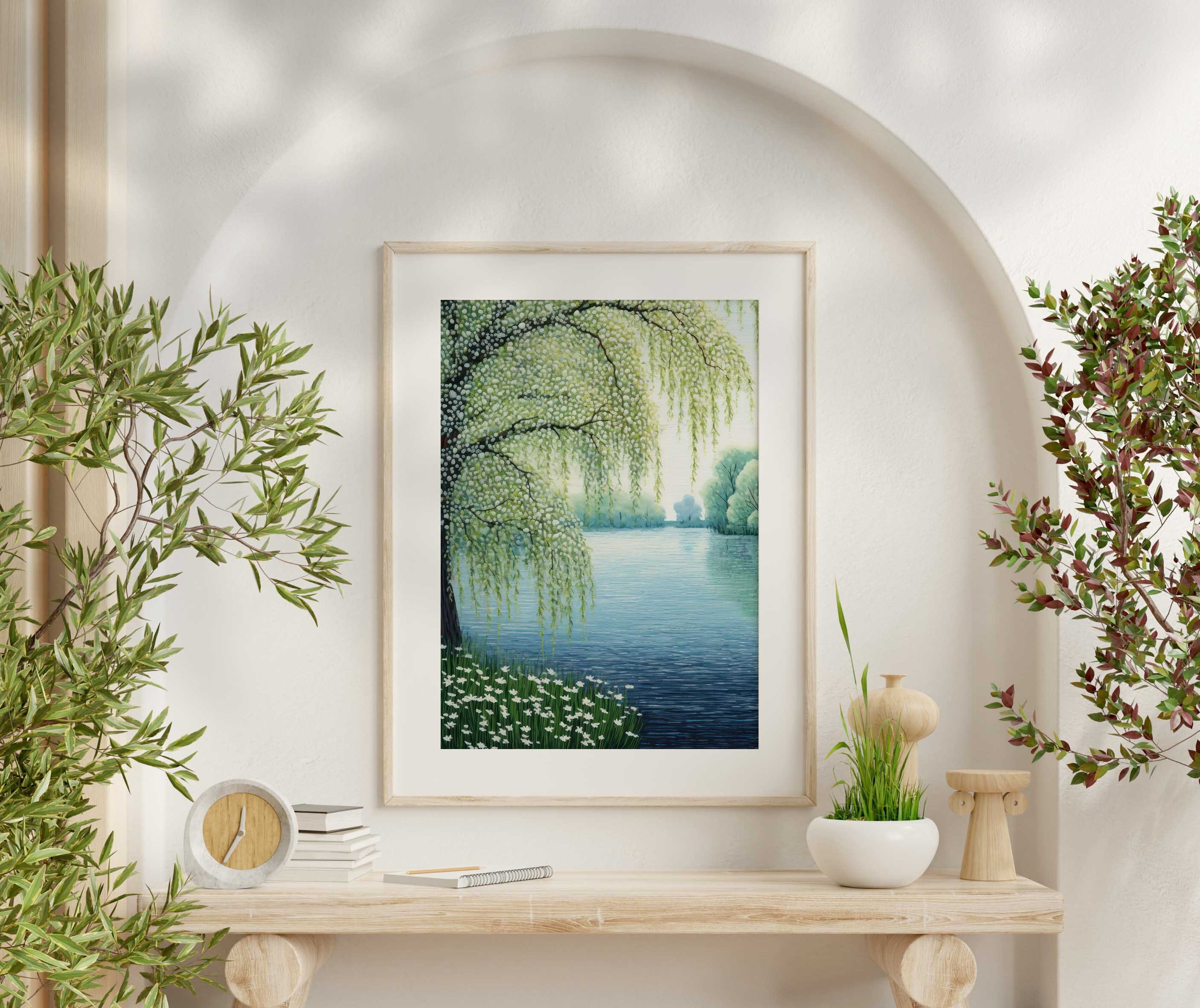 Vintage Cherry Blossom Spring Landscape Art Print (digital Art) - Etsy