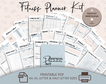 Fitness Planner Kit: Weight Loss, Wellness, Habit Tracker (Digital Download)