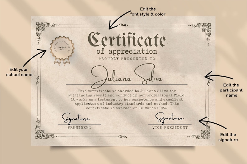 Printable Certificate Template Editable Certificate Of Appreciation Printable Certificate Template Editable Certificate Of Appreciation
