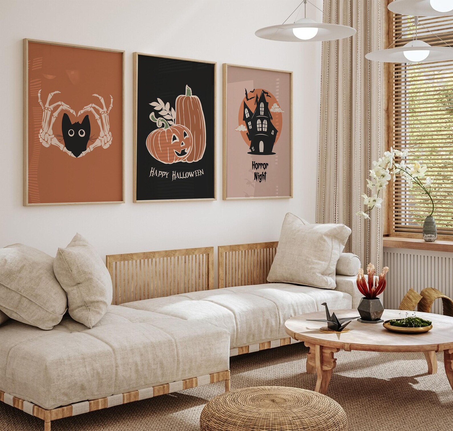 Halloween Prints Wall Art, Set of 6 Printable, Spooky Home Decor, Retro ...